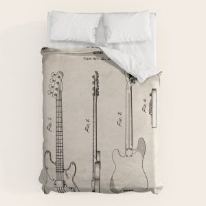 Bass Guitar Patent - Bass Guitarist Art - Antique Duvet Cover