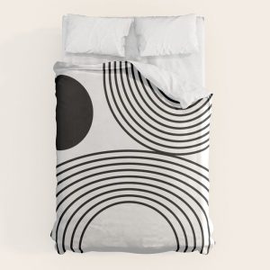 Modern Minimalist Line Art in Black and White Duvet Cover