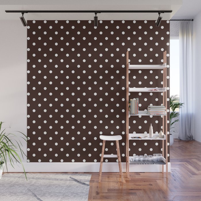 Polka Dot Brown and White Pattern Wall Mural