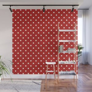 Polka Dot Classic Pattern in Red and White Wall Mural