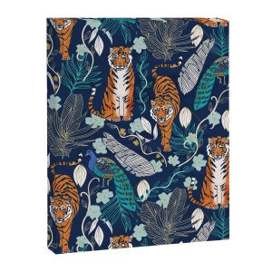 Tiger Toile on Navy Canvas Print