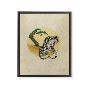 Tiger with magpie type-D : Minhwa-Korean traditional/folk art Framed Canvas Print
