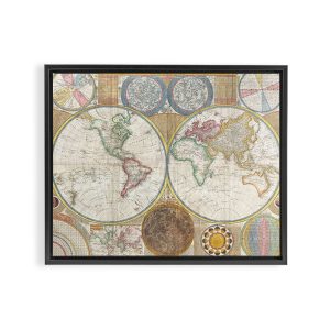 ancient map of the world Framed Canvas Print